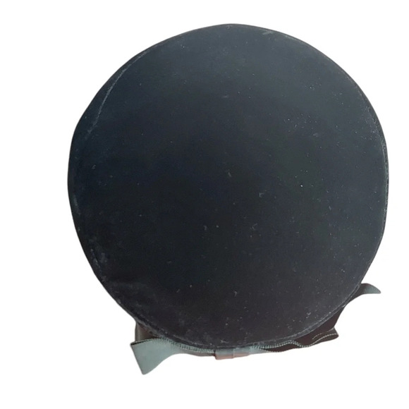 Vintage Black Velvet Union Made Back Bow Pillbox Hat - Picture 8 of 14